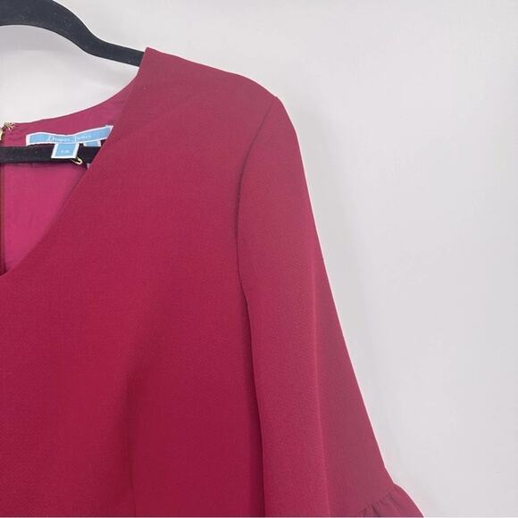 Draper James | V-Neck Bell Sleeve Shift Dress In Deep Berry Size 12 - Picture 4 of 8